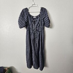 Universal Thread Navy and Gray Striped Midi Dress